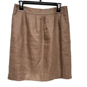 Halogen linen tan and gold metallic pleated pocket skirt Size 8